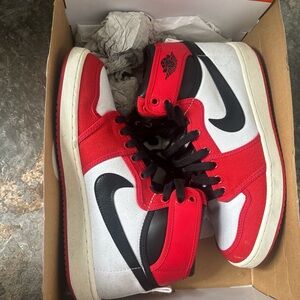 Red and White High-Top Sneakers